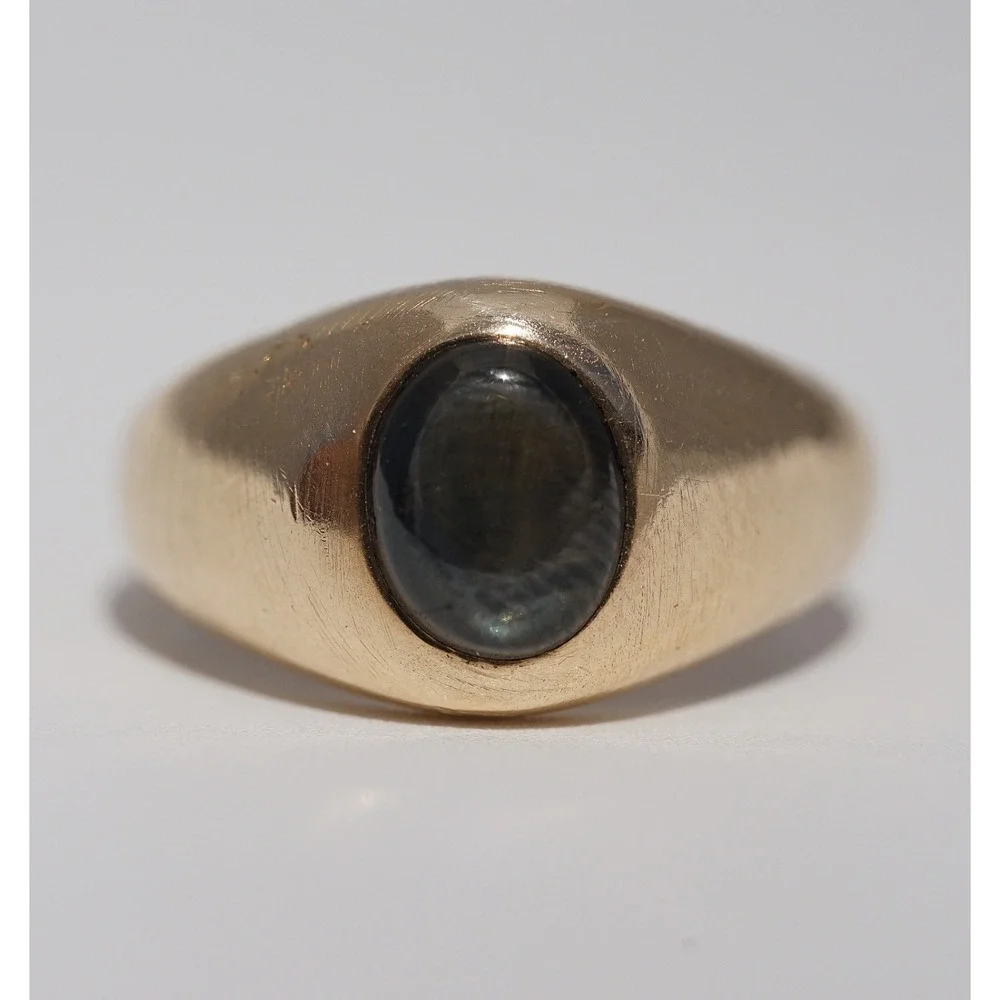 Men's Vintage 10k Solid Yellow Gold Natural Star Sapphire Ring - Size 10 8.61g